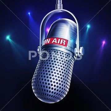 Microphone with an on air icon Stock Illustration