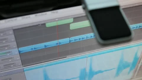 Microphone and audio editing software Video stock 11242302