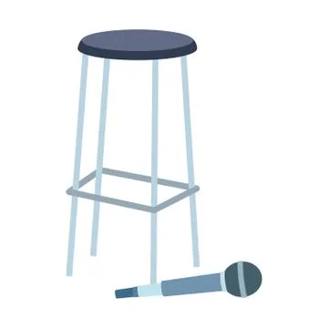 Microphone and bar stool, flat design Stock Illustration
