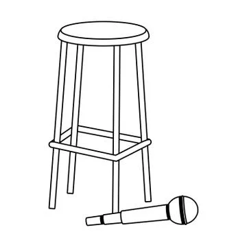 Microphone and bar stool, flat design Stock Illustration