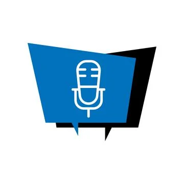 Microphone and Bubble Speech logo Stock Illustration