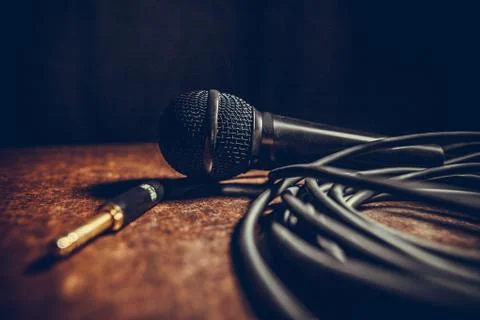 Microphone and cables Stock Photos
