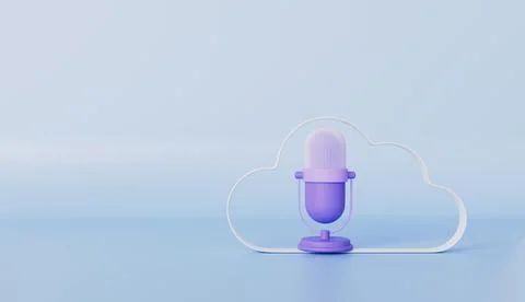 Microphone and cloud on empty, Streaming and online podcast concept Stock Illustration
