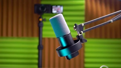 Microphone and computer in the recording studio Stock Footage 252448235