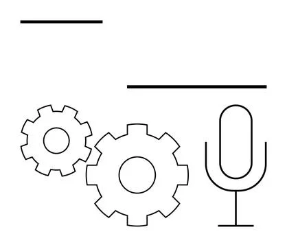 Microphone and gears representing audio technology, emphasizing sound engin.. Stock Illustration