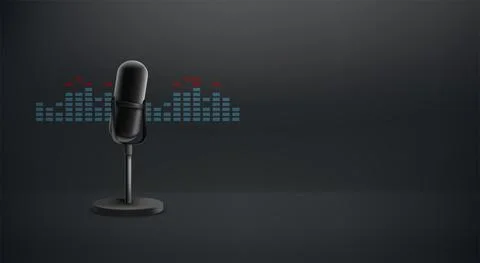 Microphone and graphic equalizer. vector banner with copy space Stock-Illustration