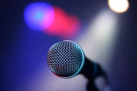 Microphone and lights 스톡 사진