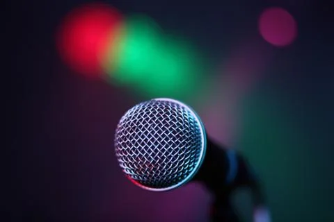 Microphone and lights Stock Photos