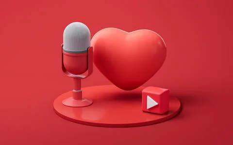 Microphone and live streaming, 3d rendering. Stock Illustration