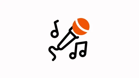 Microphone and Musical Notes Icon for Singing and Performance. Stock Footage 325368812