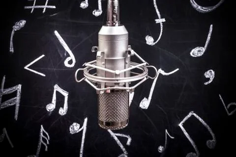 Microphone and notes Stock Photos