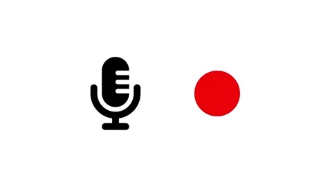 Microphone and Red Circle Animation on white Background, A white background.. Stock Footage 304295286