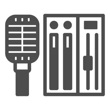 Microphone and sound controller solid icon, music concept, mic and audio mixer Stock Illustration