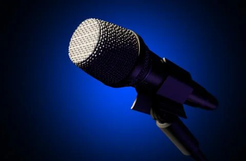 Microphone and Stand Dark Stock Illustration