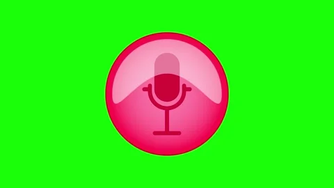 Microphone Animated Glossy Icon on Green Background Stock Footage 328640100