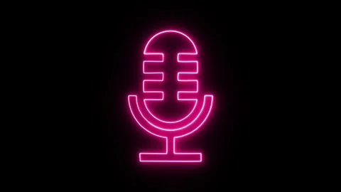 Microphone animation with black color background,Neon mic icon animation,Gl.. Stock Footage 298928165