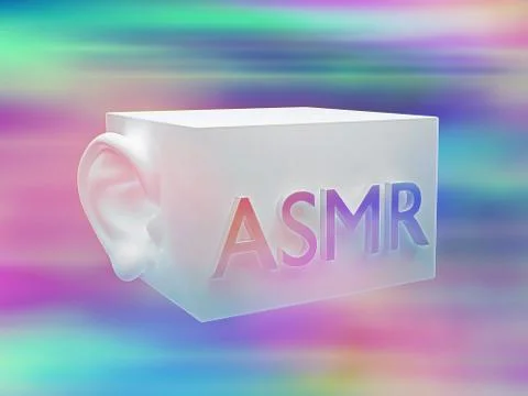 Microphone asmr with ear on multi-color backdrop Stock Illustration