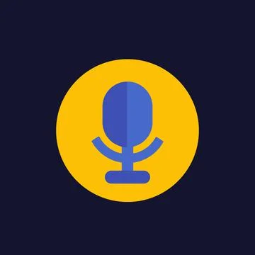 Microphone, audio recording icon in flat style Stock Illustration