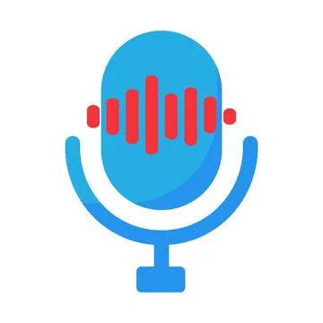 Microphone audio recording sound wave podcast flat vector icon Stock Illustration