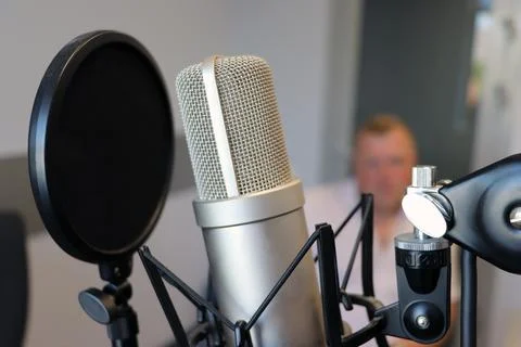 Microphone. Audio recording Studi. Office space Stock Photos
