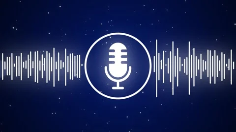 Microphone with Audio Waveform and Particle Background Animation Video stock 313173774