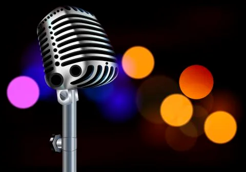 Microphone on the background bokeh Stock Illustration