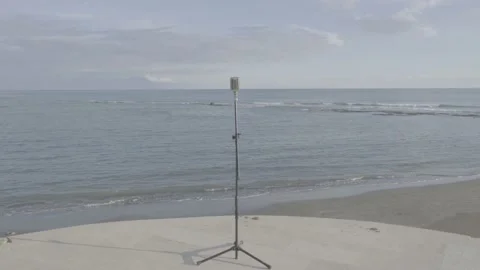 Microphone on the beach  Stock Footage 227435934
