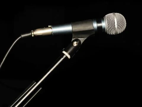 Microphone on a black background. Stock Photos