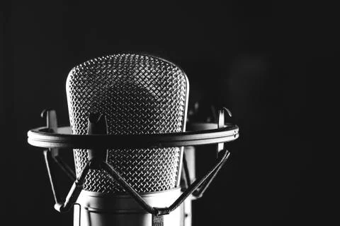 Microphone on black background Stock Photos