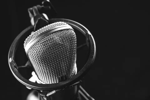 Microphone on black background Stock Photos