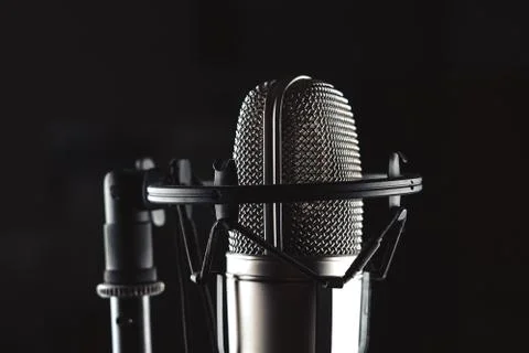 Microphone on black background Foto stock