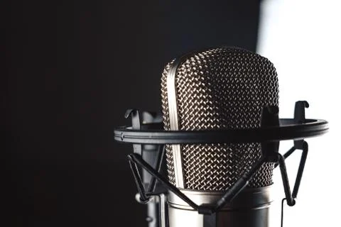 Microphone on black background Stock Photos