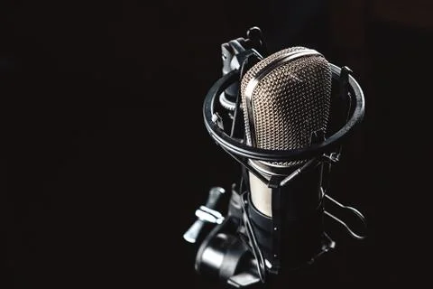 Microphone on black background Stock Photos
