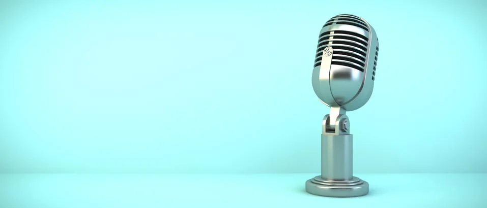 Microphone on blue background Stock Illustration