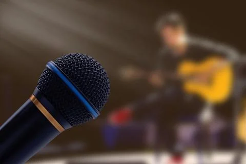 Microphone on Blur Background Stock Photos