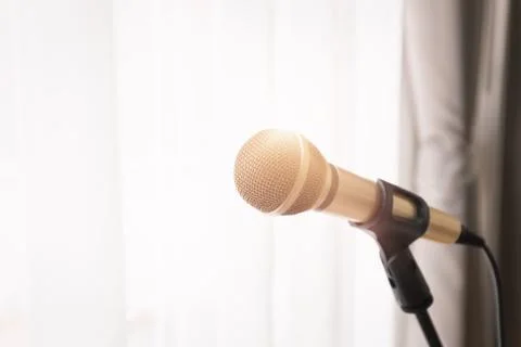 Microphone with bright light from window Stock Photos