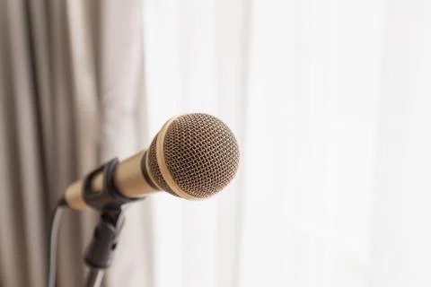 Microphone with bright light from window Stock Photos