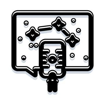 Microphone broadcast with speech bubble and sound waves Stock Illustration