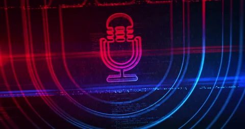 Microphone broadcast symbol loop seamlees tunnel animation Stock Footage 347122513