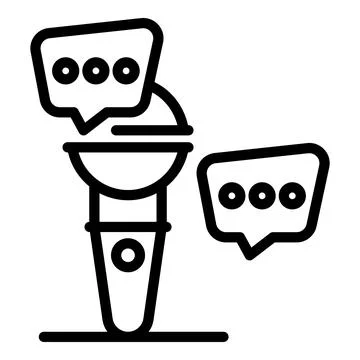 Microphone broadcasting important news update with speech bubbles displayin.. Stock Illustration