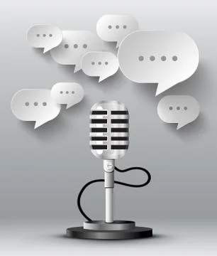 Microphone with bubble speech . Stock Illustration