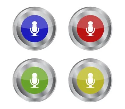 Microphone button icon illustrated in vector on white background Stock Photos