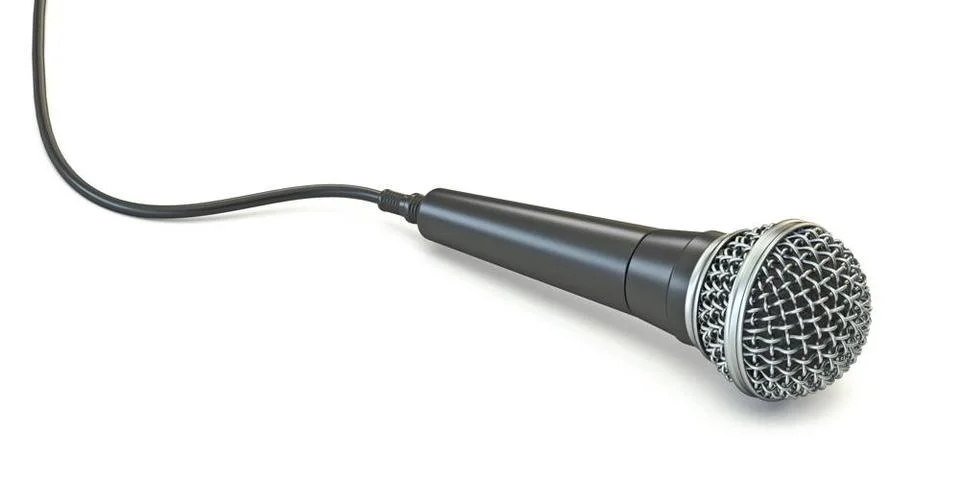 Microphone with cable 3D Microphone with cable 3D render illustration isol... Stock Photos