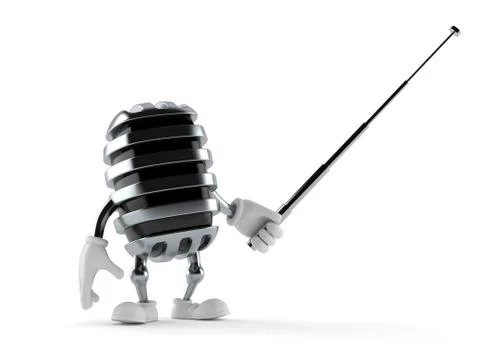 Microphone character aiming with pointer stick Stock Illustration