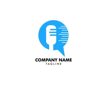 Microphone chat podcast logo vector Stock Illustration