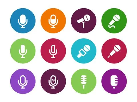 Microphone circle icons on white background Stock-Illustration