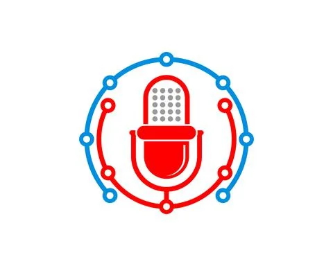 Microphone in the circuit tech logo Stock Illustration