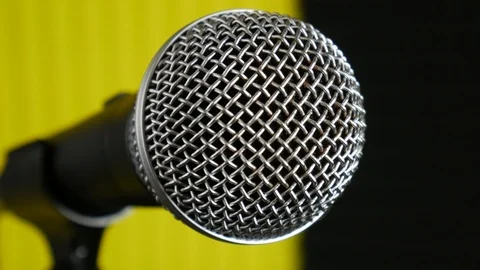 Microphone Close Up on Grill in Studio Video stock 96837438