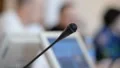 Microphone close-up. Meeting, people, business. HD Footage