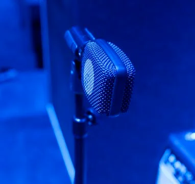 Microphone close-up on stage Stock Photos